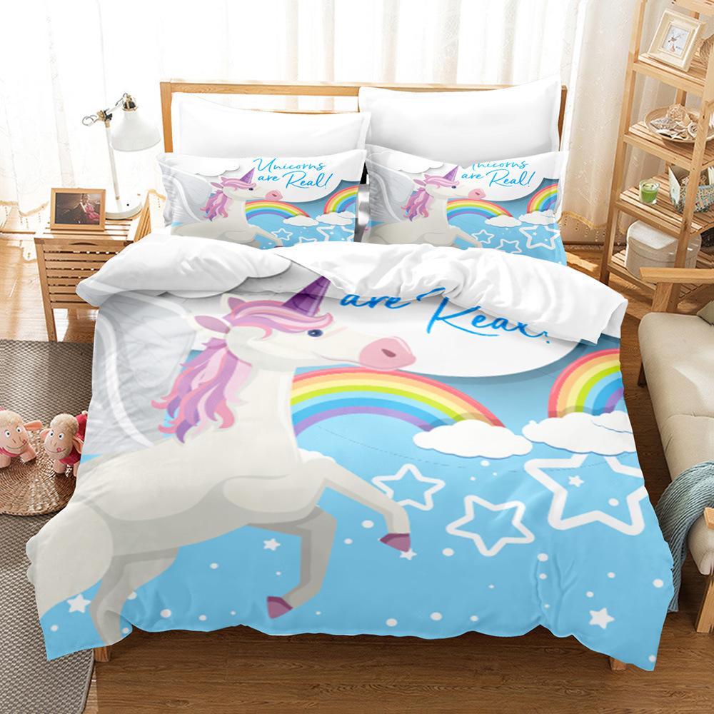 Unicorn Bedding Set For Kids, Winter Duvet Cover Sets, Twin, Full, Queen, King, Bedroom, Home Textile, Milk Bottle