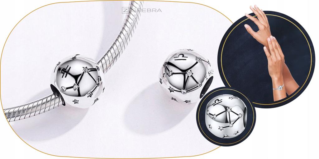 Libra Zodiac Sign Charms Round Bead Charms Pr 925 S925