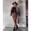 European Station Leopard Print Sexy Slit Shoelace Skirt