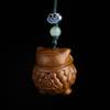 Vintage Owl Hanging Decoration Green Sandalwood Mobile Keychain Pendant Statue Courtyard Balcony Wind Chime Home Deco