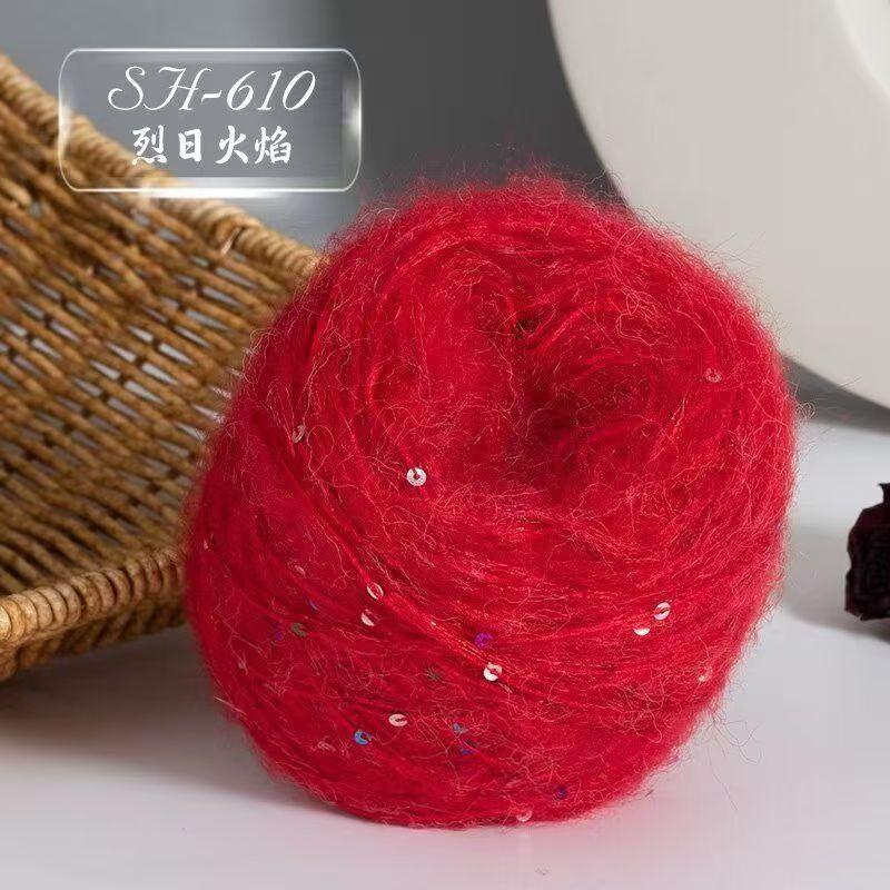 50g Big Sequins, Mohair Wool, Super Soft Yarn, Hat, Sweater, Scarf, Hand Woven DIY Shawl, Wand, Needle DIY Knitting&Crocheting