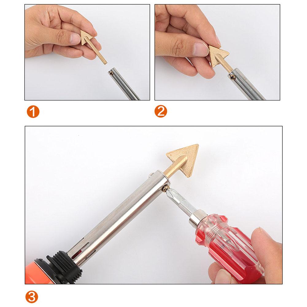 3pc Soldering Iron Tips Set Copper Triangular Smoothing Head Replacement Tips for 80Watt Plastic Welder Repair Tool