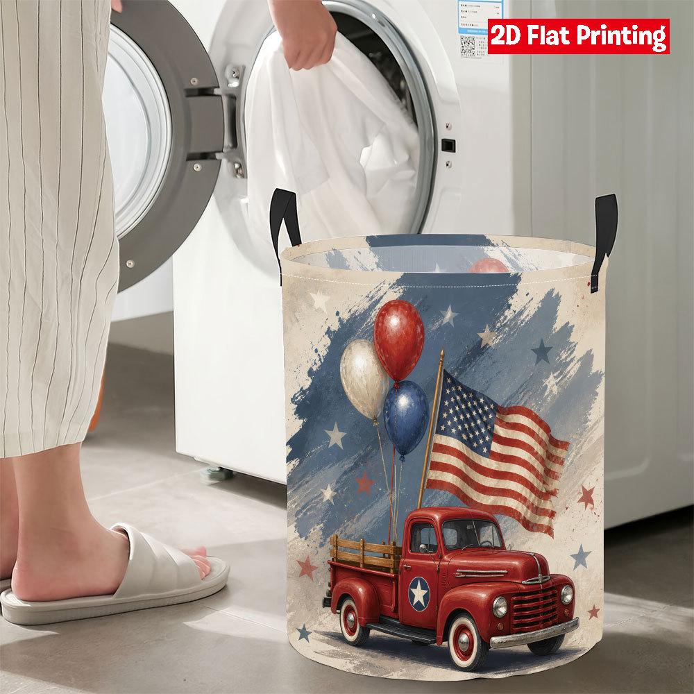 Collapsible Laundry Basket Large Round Waterproof Fabric Hamper Dirty Clothes Storage Bin Toy Organizer with Handles