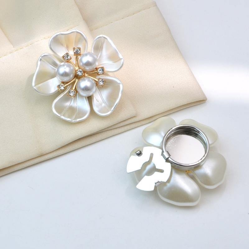 2Pcs Elegant  Flower Button Covers Snap On Cufflinks Clip-On Decor for Dress Shirts, Instant Upgrade Accessory for Men & Women