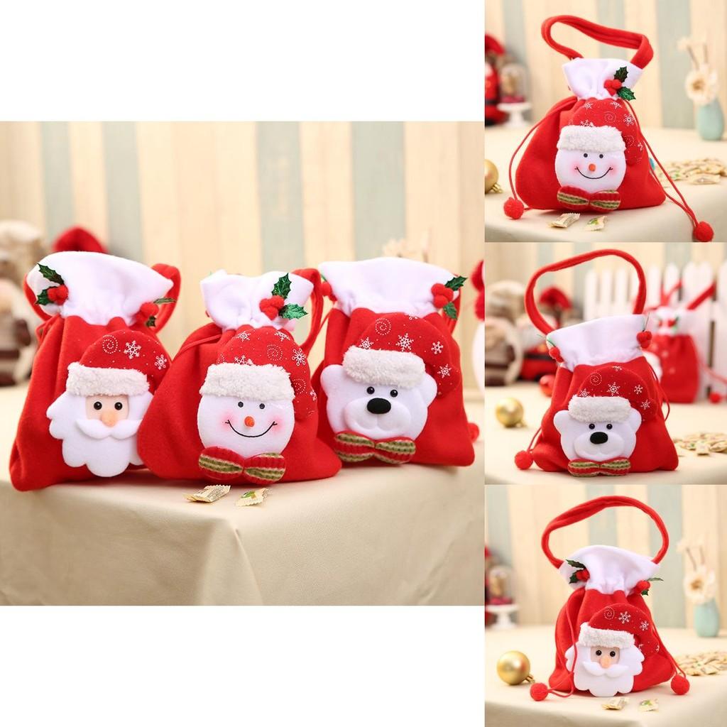 Unique Christmas Handheld Bags Great For Treats Featuring Santa Snowman And Styles Bear