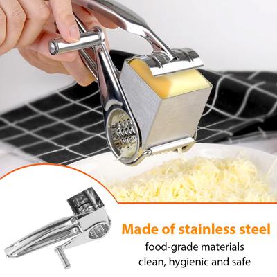 5in1 Handheld Cheese Grater Stainless Steel Rotary Cheese Grater Vegetable Shredder Carrot Cheeses Grinder for Kitchen Utensils