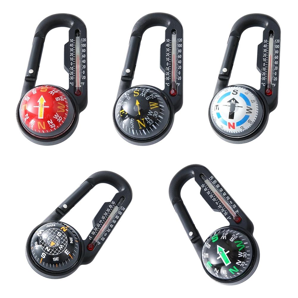 3-in-1 Kompass Thermometer Karabiner Multifunktional Tragbar Schlüsselbund Kompass Robust Langlebig Klettern Wandern Schnalle Schlüssel Haken