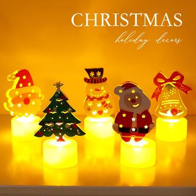 Christmas LED Candle Light with Santa and Snowman Figurines