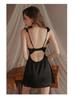 Guiruo Plus Size Deep V Underwire Mesh Camisole Nightgown Set