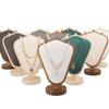 Elegant Sturdy Lint Necklace Display Stand Small Wood Jewelry Bust Holder Portable Accessory for Countertop Showcase
