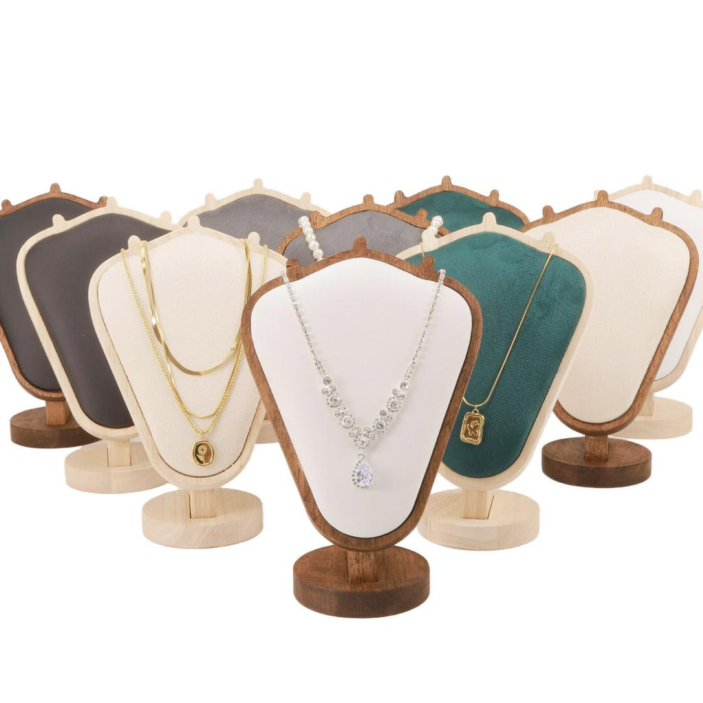 Elegant Sturdy Lint Necklace Display Stand Small Wood Jewelry Bust Holder Portable Accessory for Countertop Showcase