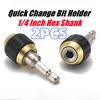 2 Pcs Quick Change Drill Bit Holder Extension 1/4" Hex Shank Quick Coupling Wear Resistant for Garage Auto Repair Jobs
