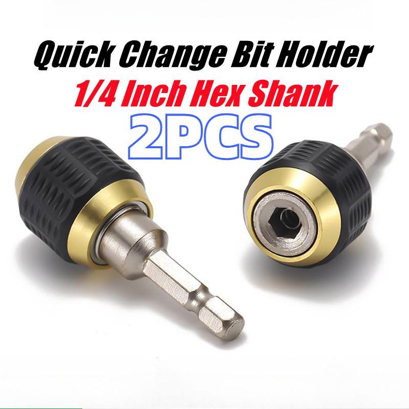 2 Pcs Quick Change Drill Bit Holder Extension 1/4" Hex Shank Quick Coupling Wear Resistant for Garage Auto Repair Jobs