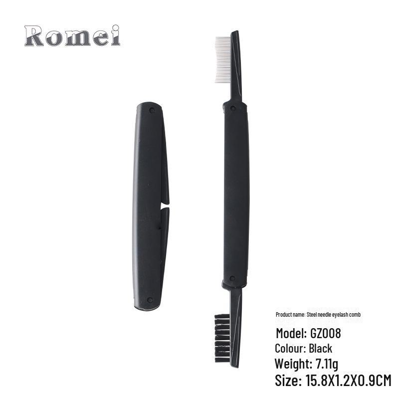 8-in-1 Stainless Steel Eyebrow & Eyelash Comb with Portable Plastic Handle