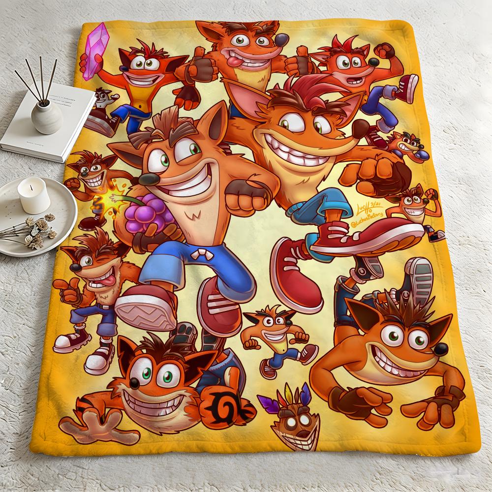 game C-Crash Bandicoot-T Throw Warm Soft Flannel Blanket, Multi-use for Sofa Bed Camping Travel Nap