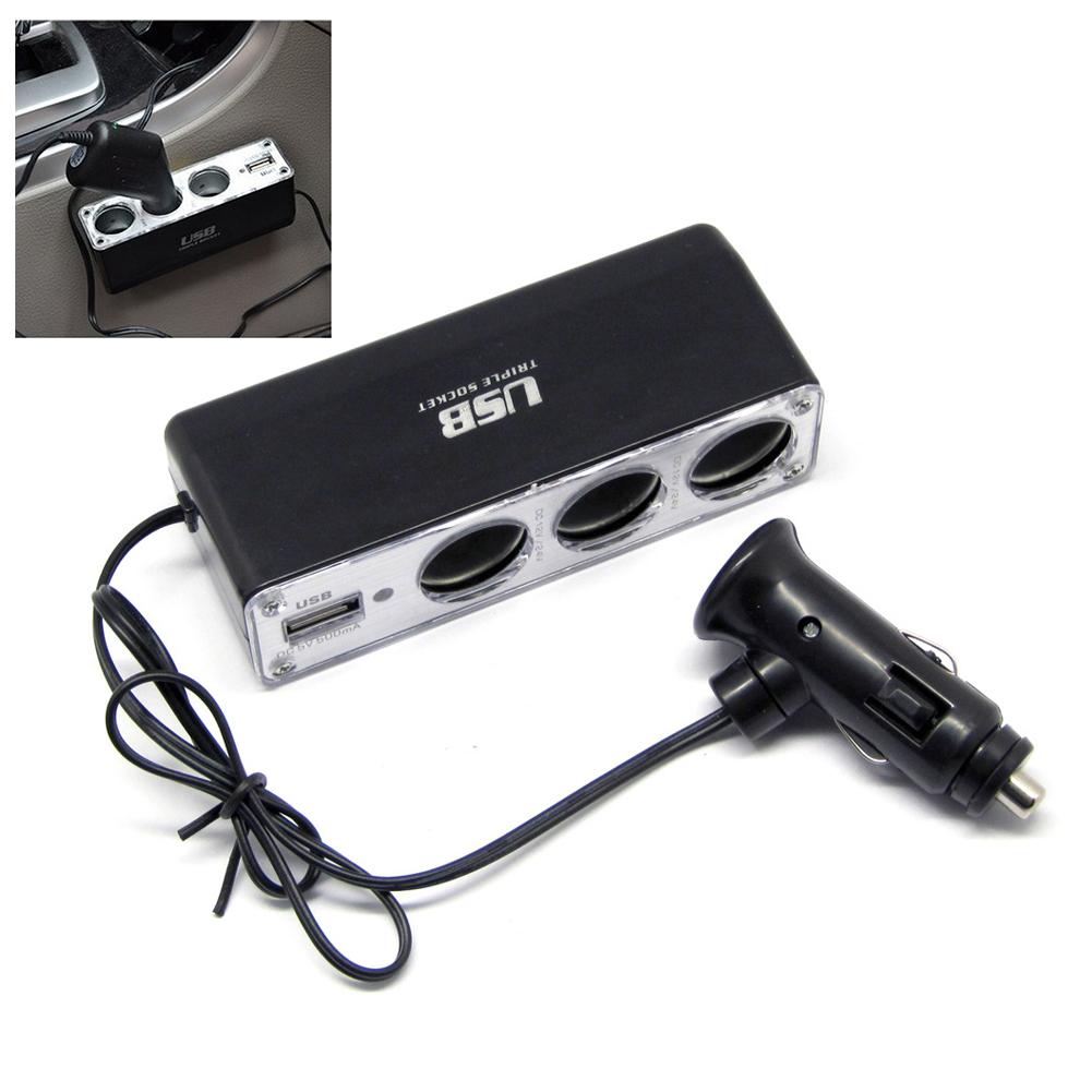 2V/24V 3 Way Multi Socket Car Cigarette Lighter Splitter Car Adapter Accessories Port Plug Char P4B9