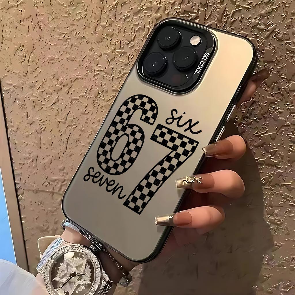 Luxury Six Seven 67 Phone Case For iPhone 16 15Case iPhone 13 12 14 11 Pro Max 16 Plus 16E 17Air Silicone Shockproof Cover