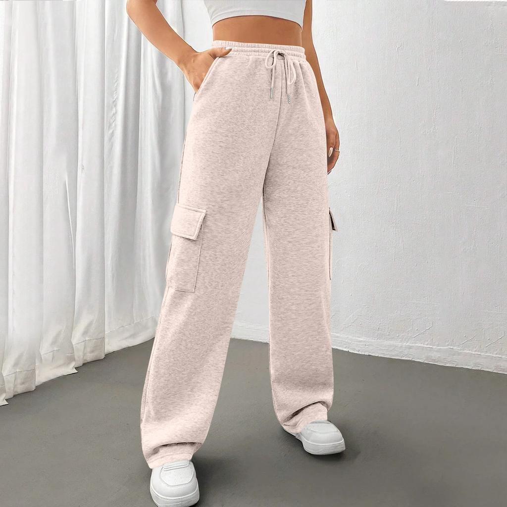 Women's Casual, Stylish, Loose-fitting, Sporty Drawstring Waist Wide-leg Pants