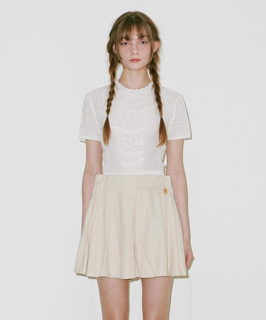 BELLOL Flower Jacquard Half Knit Ivory