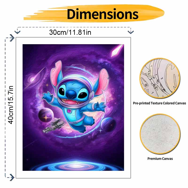 Disney Digital Oil Painting Stitch Galaxy Space Painting Art Handmade Diy Home Decorations