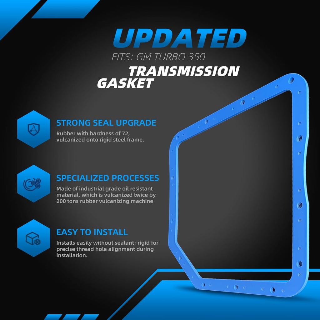 Transmission Oil Pan Gasket Fit For GM Turbo 350, Compatible With Moroso 93102. Upgraded With Steel Shim Ide, Made Of High Durometer Vulcanized