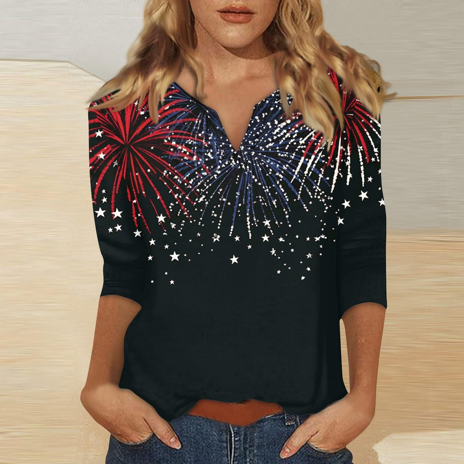Women s Stand Collar 3/4 Sleeve Printed Top T-shirt S чёрный