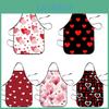 Romantic Valentines Day Apron With Black Heart Letter Print Waterproof Sleeveless Kitchen Cooking Gear For Couples