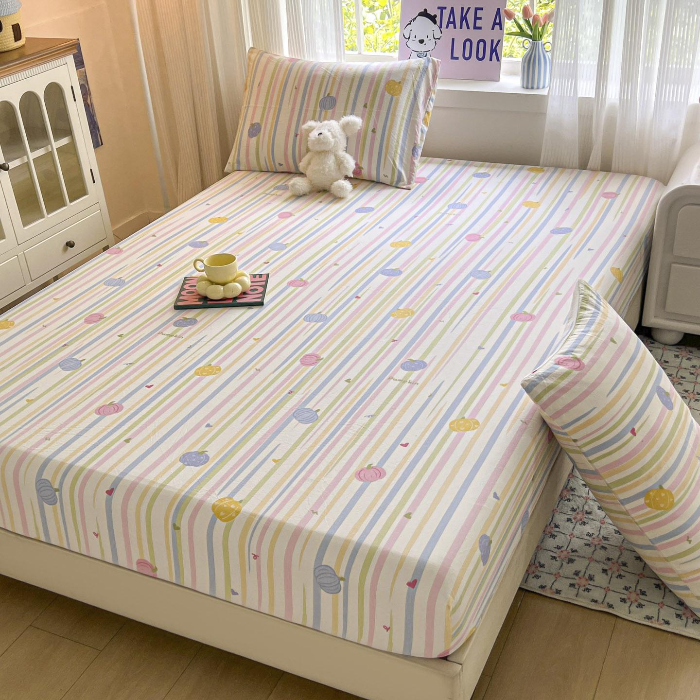 

Striped Bed Sheets Non Slip Fitted Sheet With Elastic Band Mattress Cover (with Pillowcases) Double Bed Sheets Halloween Decor 3pcs 180x200cm