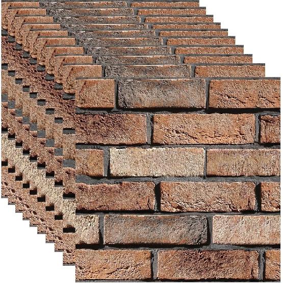 3D стеновые панели, отклеивающиеся и приклеивающиеся, 10 шт., 3D стеновая панель, водостойкие, самоклеящиеся обои, ПВХ стеновые панели, кирпич, камень, для гостиной, внутренней стены, Large Red Stone