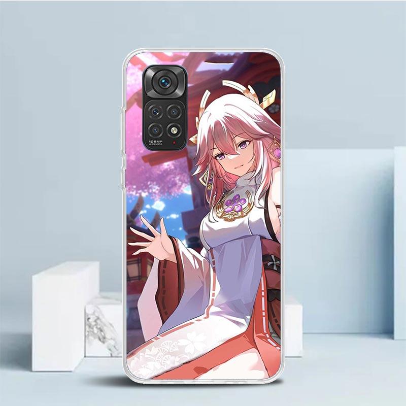 

Чехол для телефона Yae Miko Genshin Impact для Xiaomi Redmi Note 15 14 14S 13 12S 12 Pro Plus 11S 11 11T 11E 10S 10 + Мягкая задняя крышка из ТПУ Redmi Note 15 Pro 5G