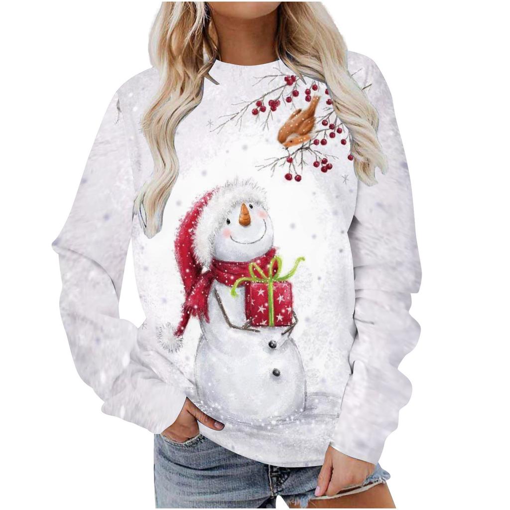 Autumn Christmas 3D Printed Women's Pullover Casual Loose Long Sleeved Top Fashion Hoodie Plus Size Women's Sweatshirt