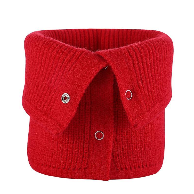 Autumn and Winter New Monochrome Wool Button Scarf Warm Elastic Striped Cuff Scarf Button Casual Neck Cover