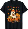 Cute Ghost Reading Book Pumpkin Spice Halloween Unisex T-Shirt