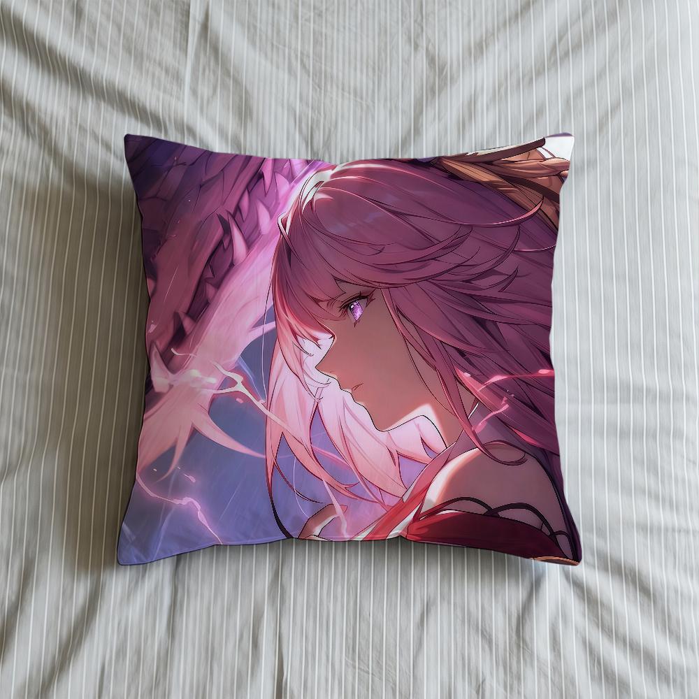 Cushion Cover Soft Yae Case Miko For Sofa Living Room Home Comfortable Genshin Office Impact Decor Protective Pillow Covers