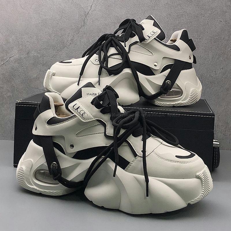 European Men's 2025 Fall/Winter Breathable Casual Sports Shoes - Air Cushion Thick Sole for Height Boost