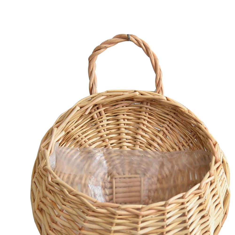 Handmade Rattan Hanging Flower Pot Balcony Dried Flower Wicker Basket Decoration