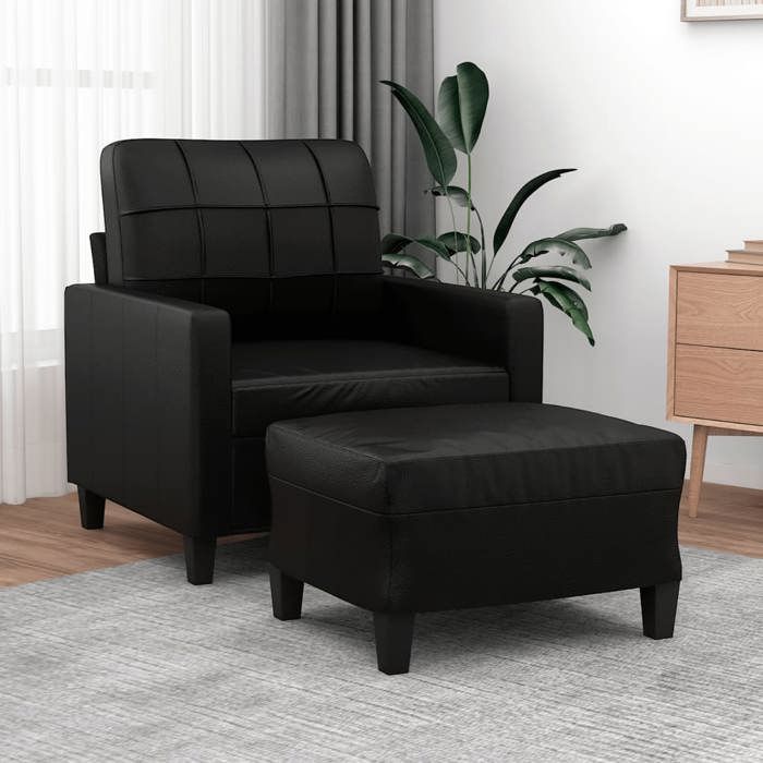 VidaXL Fauteuil avec repose-pied Noir 60 cm Similicuir, canapé, fauteuil, fauteuil TV, canapé simple, siège, canapé relax, 3201009