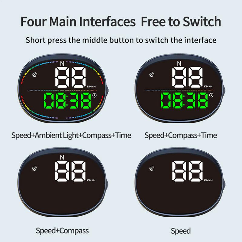 GPS Smart Gauge Accurate Car Head Up Display with 4 Modes Car Speedometer Display Car HUD with Speed MPH Compass Direction for