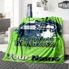 Name Custom Seattle Seahawks Logo Print Flannel Blanket High Quality Warm Comfortable Cover for All Seasons Perfect for Gifts Home Decor