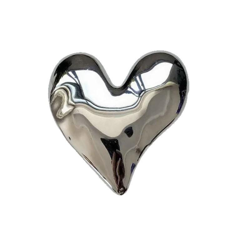 Glossy Irregular Heart Brooch: Stainless Steel Luxury Pin for Women's Jackets