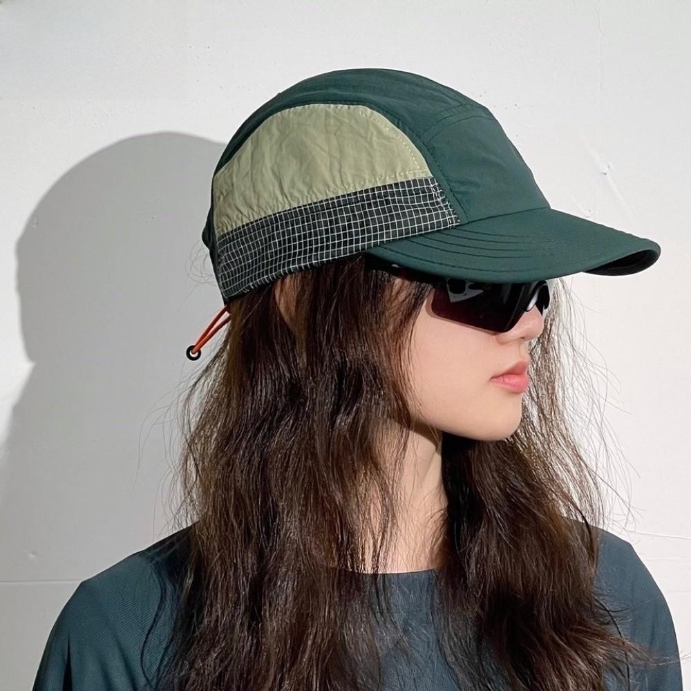 Retro 5-panel Quick-drying Baseball Cap Soft Brim Plaid Running Caps Breathable Peaked Cap Men