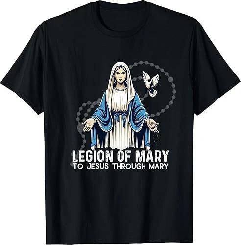 NEW LIMITED Legion Of Mary Our Lady Catholic Retro Design Christian Gift T-Shirt XS
