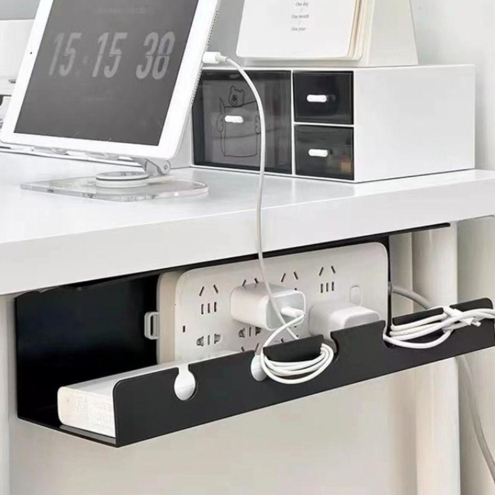 No Drilling Required Under Desk Cable Organizer Wear-resistant Socket Strip Holder  Conference Room
