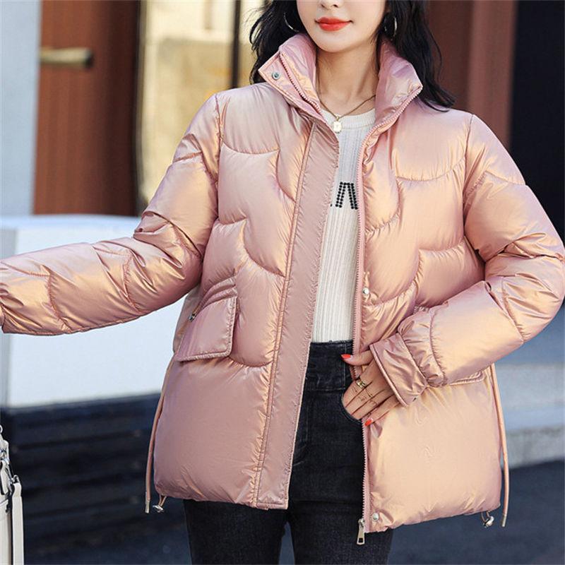 New Winter Jacket Parkas Women Glossy Down Cotton Jacket Hooded Parka Warm Female Cotton Padded Jacket Casual Outwear