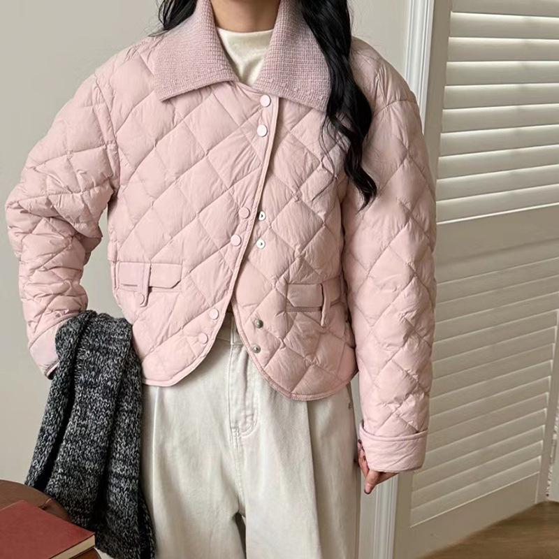 

Non-specification lapel down jacket women s short 2025 winter new fashionable sweet small white duck down jacket tide one size fits all розовый