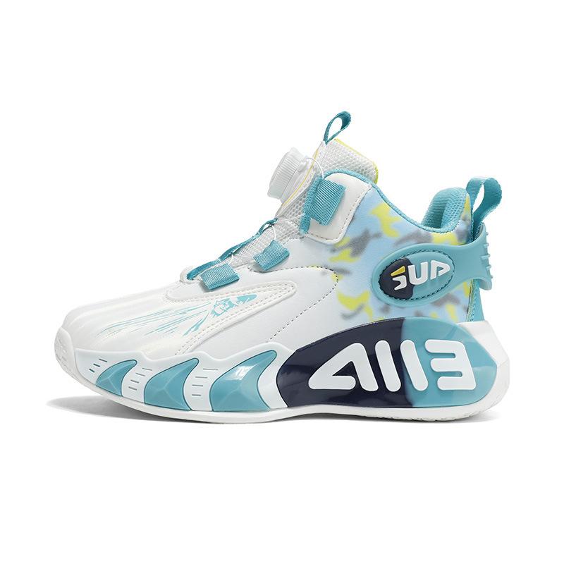 Children's Shoes Boys' Basketball Shoes Spring and Summer New Mesh Breathable Sports Shoes Swing Button Medium and Older Children's Running Shoes