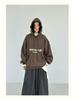 Becabeau Winter Korean-Style Loose Plus-Size Casual Letter Hooded Fleece Sweatshirt
