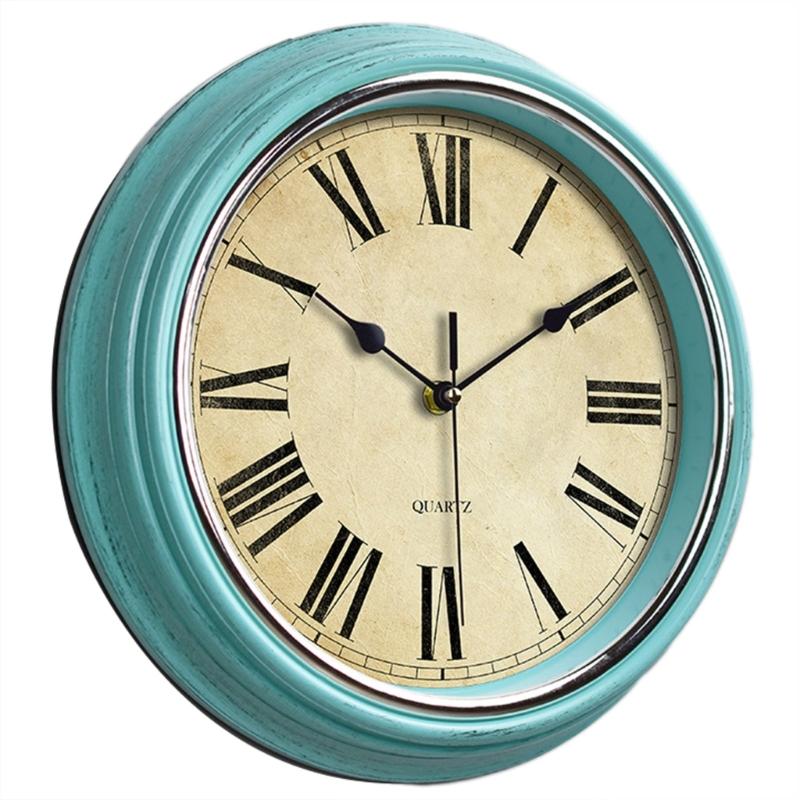 Wall Clock 12-inch Large Retro Wall Clocks Non Ticking Classical Quiet Clocks Living Room Kitchen Bedroom Office Decor A0KF