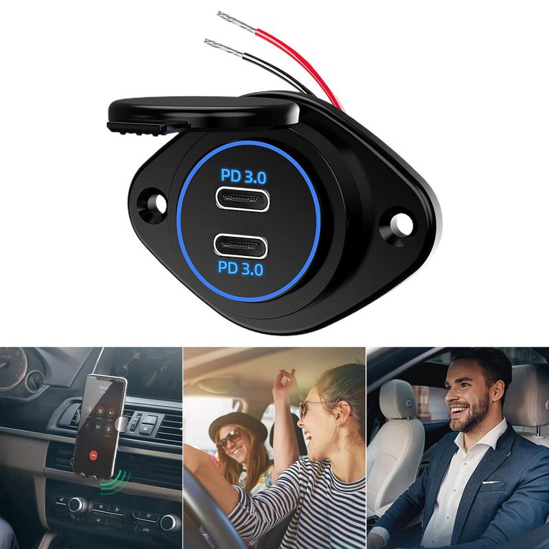 Fast Charging Car Socket 2-Port 12V/24V USB Charger Socket For Bus Plug And Play Road Trip Must-Have Charging Socket For