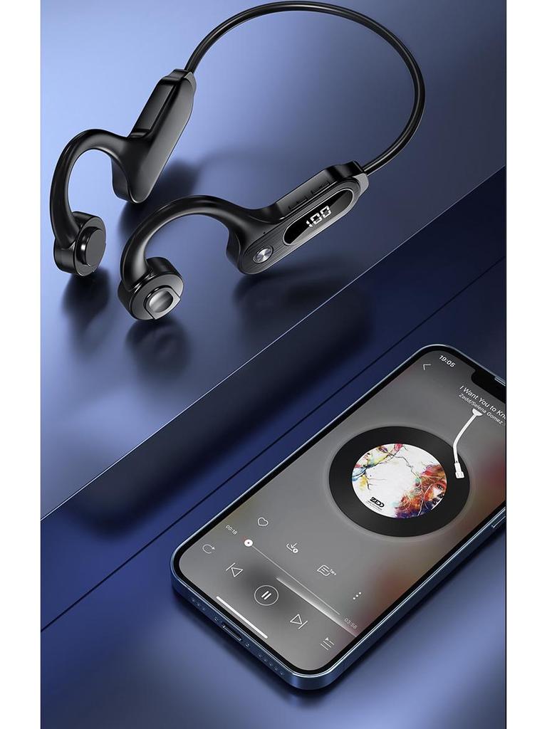 New Stereo Bluetooth 5.3 Bone Conduction Sports Earphones with Card Slot - Compatible with Android and Apple Devices.